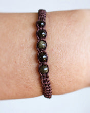Cargar imagen en el visor de la galería, ✧ Pulsera de macramé con piedras naturales: Obsidiana