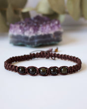 Cargar imagen en el visor de la galería, ✧ Pulsera de macramé con piedras naturales: Obsidiana