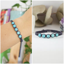 Cargar imagen en el visor de la galería, ✧ Pulsera de macramé con piedras naturales : Turquesa