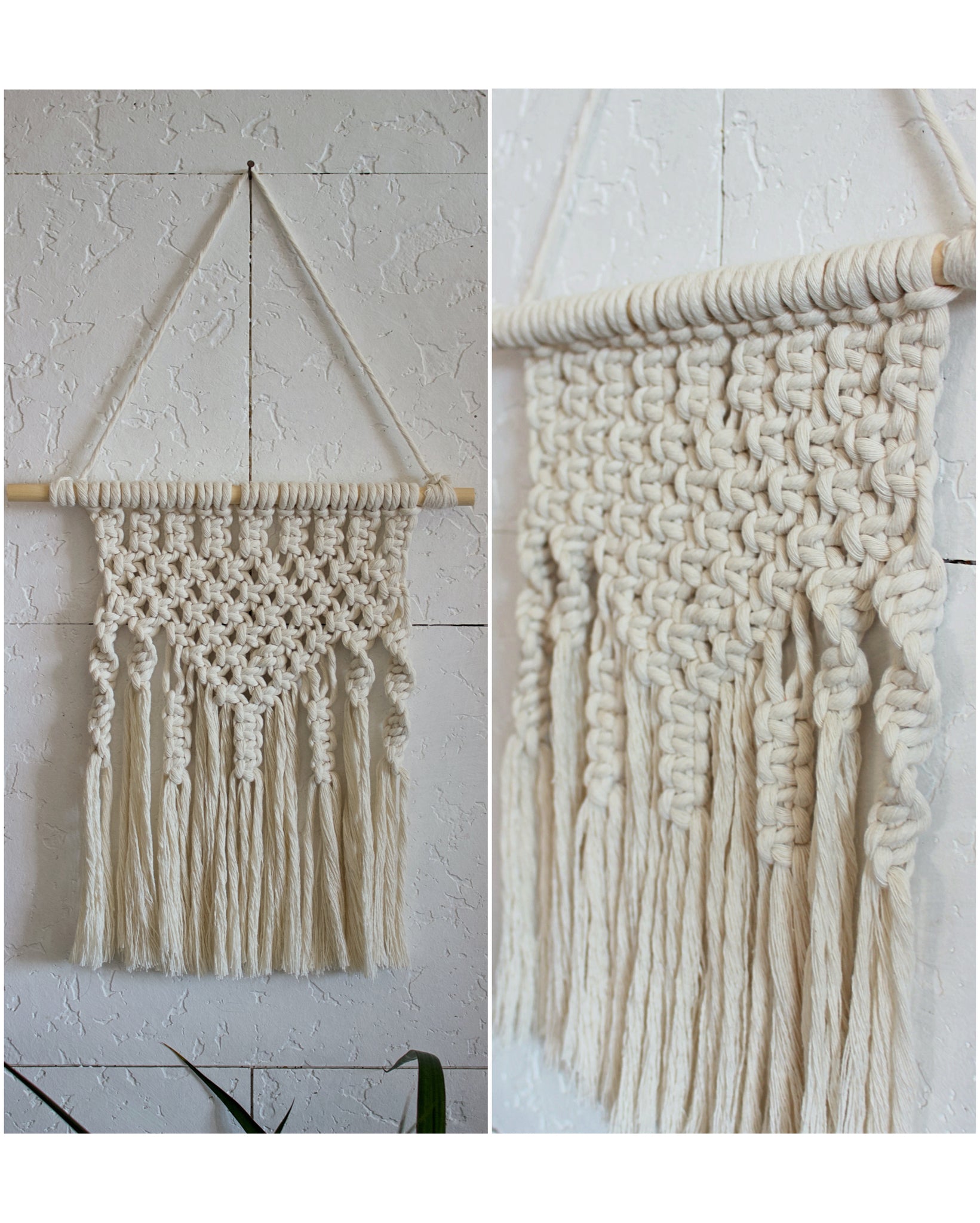 Colgante de pared de macramé gris bohemio