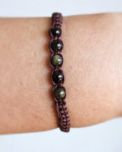 Load image into Gallery viewer, ✧ Pulsera de macramé con piedras naturales: Obsidiana
