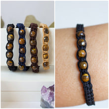 Load image into Gallery viewer, ✧ Pulsera de macramé con piedras naturales: Ojo de tigre
