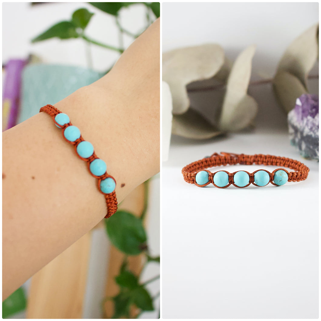 ✧ Pulsera de macramé con piedras naturales : Turquesa